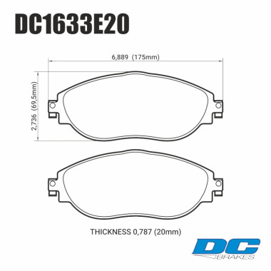 Колодки тормозные DC1633E20 DC Brakes RT.2 перед VW GOLF VII; Tiguan; A3 8V; Skoda Octavia, Kodiaq Колодки тормозные DC1633E20 DC Brakes RT.2 перед VW GOLF VII; Tiguan; A3 8V; Skoda Octavia, Kodiaq