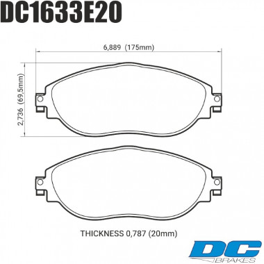 Колодки тормозные DC1633E20 DC Brakes RT.2 перед VW GOLF VII; Tiguan; A3 8V; Skoda Octavia, Kodiaq Колодки тормозные DC1633E20 DC Brakes RT.2 перед VW GOLF VII; Tiguan; A3 8V; Skoda Octavia, Kodiaq
