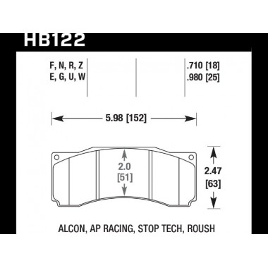 Колодки тормозные HB122F.710 HAWK HPS ALCON CAR89 / AP RACING / Stop Tech ST-60 Колодки тормозные HB122F.710 HAWK HPS ALCON CAR89 / AP RACING / Stop Tech ST-60