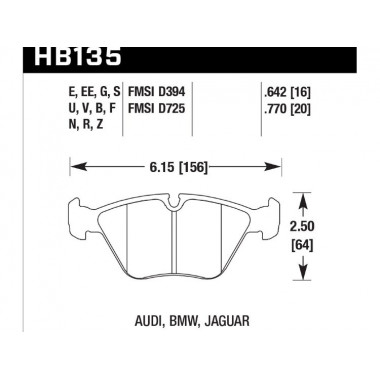 Колодки тормозные HB135B.760 HAWK HPS 5.0 передние BMW 5 (E34) / 7 (E32) / M3 3.0 E36 Колодки тормозные HB135B.760 HAWK HPS 5.0 передние BMW 5 (E34) / 7 (E32) / M3 3.0 E36