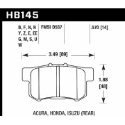 Колодки тормозные HB145N.570 HAWK HP Plus Honda