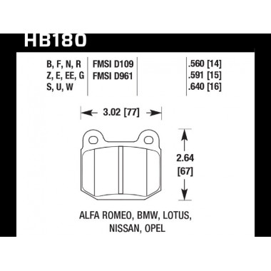 Колодки тормозные HB180F.560 HAWK HPS задние MMC Lancer Evo V-IX / SUBARU WRX Sti Колодки тормозные HB180F.560 HAWK HPS задние MMC Lancer Evo V-IX / SUBARU WRX Sti