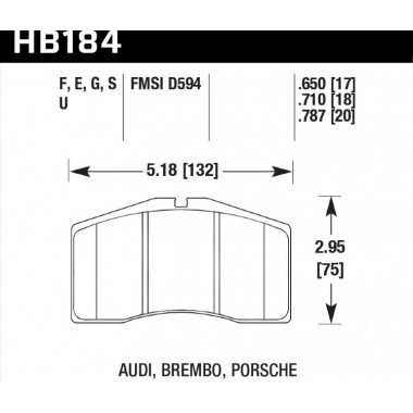 Колодки тормозные HB184F.650 HAWK HPS Brembo, Alcon, Porsche Колодки тормозные HB184F.650 HAWK HPS Brembo, Alcon, Porsche