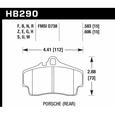 Колодки тормозные HB290F.583 HAWK HPS задние PORSCHE 911 (997), (986), (996), Cayman Колодки тормозные HB290F.583 HAWK HPS задние PORSCHE 911 (997), (986), (996), Cayman