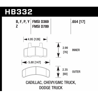 Колодки тормозные HB332P.654 HAWK SD передние CADILLAC / CHEVROLET Колодки тормозные HB332P.654 HAWK SD передние CADILLAC / CHEVROLET