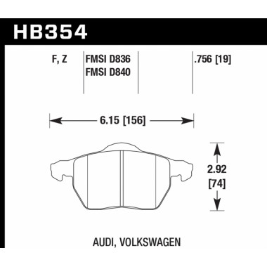 Колодки тормозные HB354F.756A HAWK HPS передние AUDI / VW Колодки тормозные HB354F.756A HAWK HPS передние AUDI / VW