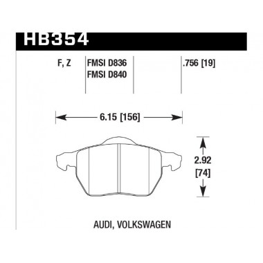 Колодки тормозные HB354F.756A HAWK HPS передние AUDI / VW Колодки тормозные HB354F.756A HAWK HPS передние AUDI / VW
