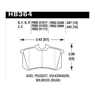 Колодки тормозные HB364N.587 HAWK HP Plus задние Renault Megane RS; VAG Колодки тормозные HB364N.587 HAWK HP Plus задние Renault Megane RS; VAG