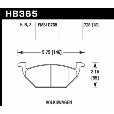 Колодки тормозные HB365F.728A HAWK HPS передние AUDI / VW Колодки тормозные HB365F.728A HAWK HPS передние AUDI / VW