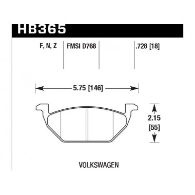 Колодки тормозные HB365F.728A HAWK HPS передние AUDI / VW Колодки тормозные HB365F.728A HAWK HPS передние AUDI / VW