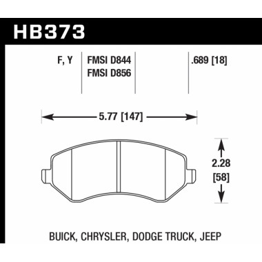 Колодки тормозные HB373F.689 HAWK HPS Jeep Liberty (KJ) 2002-2007 Колодки тормозные HB373F.689 HAWK HPS Jeep Liberty (KJ) 2002-2007