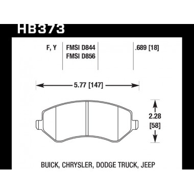 Колодки тормозные HB373F.689 HAWK HPS Jeep Liberty (KJ) 2002-2007 Колодки тормозные HB373F.689 HAWK HPS Jeep Liberty (KJ) 2002-2007