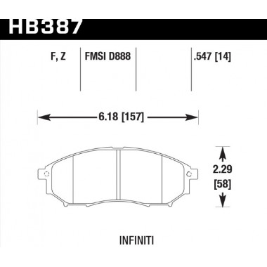 Колодки тормозные HB387Z.547 HAWK PC передние INFINITI FX / G / M (USA) Колодки тормозные HB387Z.547 HAWK PC передние INFINITI FX / G / M (USA)