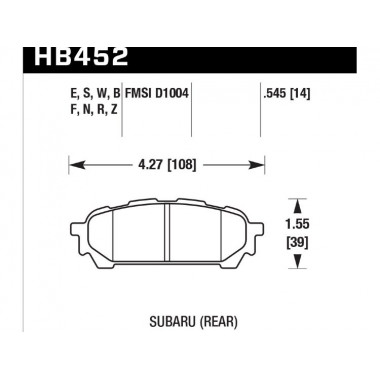 Колодки тормозные HB452F.545 HAWK HPS задние Subaru Forester, Impreza, Legacy Колодки тормозные HB452F.545 HAWK HPS задние Subaru Forester, Impreza, Legacy