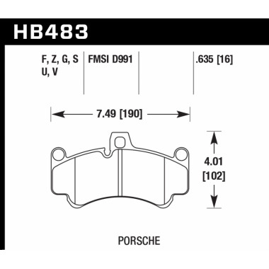 Колодки тормозные HB483F.635 HAWK HPS передние PORSCHE 911 (996), (997), GT2, GT3 Cup, CARRERA GT Колодки тормозные HB483F.635 HAWK HPS передние PORSCHE 911 (996), (997), GT2, GT3 Cup, CARRERA GT