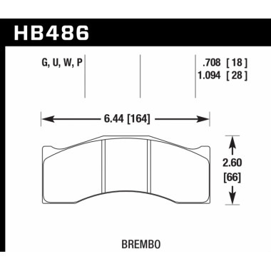 Колодки тормозные HB486P.708 HAWK SuperDuty; Brembo, Rotora 6 поршн. 18 mm Колодки тормозные HB486P.708 HAWK SuperDuty; Brembo, Rotora 6 поршн. 18 mm