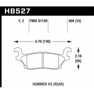 Колодки тормозные HB527Y.604 HAWK LTS задние Hummer H3 Колодки тормозные HB527Y.604 HAWK LTS задние Hummer H3