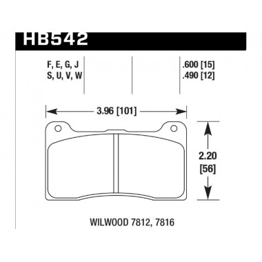Колодки тормозные HB542F.600 HAWK HPS Wilwood DynaPro; Stoptech ST-42; 15 mm Колодки тормозные HB542F.600 HAWK HPS Wilwood DynaPro; Stoptech ST-42; 15 mm