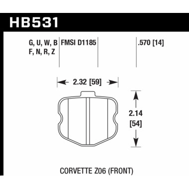 Колодки тормозные HB531B.570 HAWK Street 5.0 Corvette Z06 2006-2013 Колодки тормозные HB531B.570 HAWK Street 5.0 Corvette Z06 2006-2013