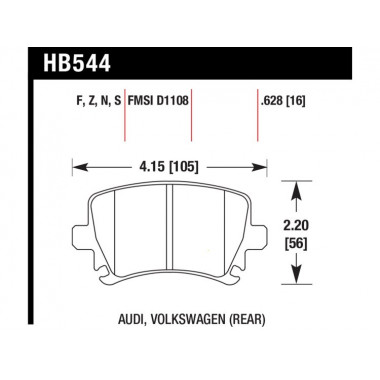 Колодки тормозные HB544B.628 HAWK Street 5.0 задние AUDI TT 8J, A6, Allroad 4H, A3 / VW Golf 5,6 , P Колодки тормозные HB544B.628 HAWK Street 5.0 задние AUDI TT 8J, A6, Allroad 4H, A3 / VW Golf 5,6 , P