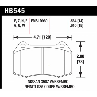 Колодки тормозные HB545F.564 HAWK HPS передние INFINITI G35 / Nissan 350Z (комплектация BREMBO) Колодки тормозные HB545F.564 HAWK HPS передние INFINITI G35 / Nissan 350Z (комплектация BREMBO)