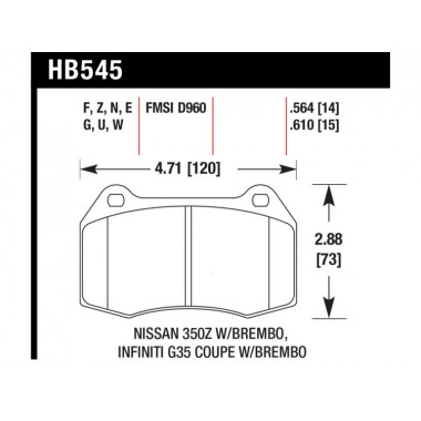 Колодки тормозные HB545F.564 HAWK HPS передние INFINITI G35 / Nissan 350Z (комплектация BREMBO) Колодки тормозные HB545F.564 HAWK HPS передние INFINITI G35 / Nissan 350Z (комплектация BREMBO)