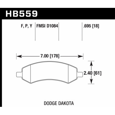 Колодки тормозные HB559Y.695 HAWK LTS перед DODGE RAM 1500, DURANGO Колодки тормозные HB559Y.695 HAWK LTS перед DODGE RAM 1500, DURANGO
