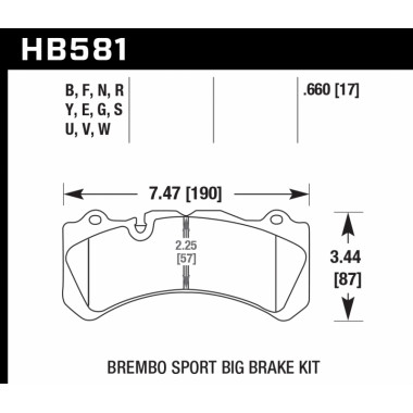 Колодки тормозные HB581F.660 HAWK HPS Brembo 6 поршней тип J, N Колодки тормозные HB581F.660 HAWK HPS Brembo 6 поршней тип J, N