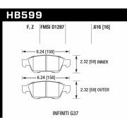 Колодки тормозные HB599F.616 HAWK HPS передние INFINITI G35, G37 (комплектация sport) / EX35 , EX37