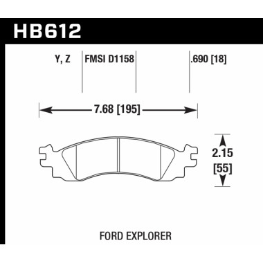 Колодки тормозные HB612Y.690 HAWK LTS Ford Explorer Колодки тормозные HB612Y.690 HAWK LTS Ford Explorer