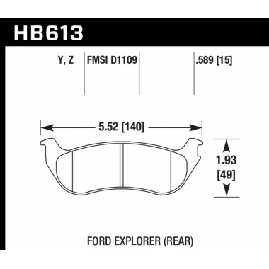 Колодки тормозные HB613Y.589 HAWK LTS Ford Explorer Колодки тормозные HB613Y.589 HAWK LTS Ford Explorer