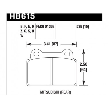 Колодки тормозные HB615F.535 HAWK HPS задние MITSUBISHI Lancer EVO10 Колодки тормозные HB615F.535 HAWK HPS задние MITSUBISHI Lancer EVO10