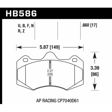 Колодки тормозные HB586F.660 HAWK HPS AP Racing CP7040, CP9040 Колодки тормозные HB586F.660 HAWK HPS AP Racing CP7040, CP9040