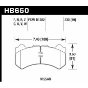 Колодки тормозные HB650F.730 HAWK HPS передние NISSAN Skyline GTR R35 2008-> ; HPB тип 6;