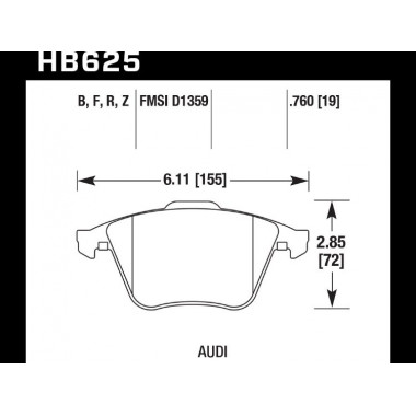 Колодки тормозные HB625R.760 HAWK STREET RACE передние Audi TT (8J) / S3 (8P) / Volkswagen Golf R Колодки тормозные HB625R.760 HAWK STREET RACE передние Audi TT (8J) / S3 (8P) / Volkswagen Golf R