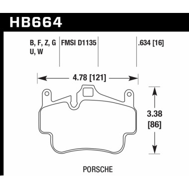 Колодки тормозные HB664F.634 HAWK HPS Porsche 911 (997), Boxster 2008-2011; Cayman 2005-2012 Колодки тормозные HB664F.634 HAWK HPS Porsche 911 (997), Boxster 2008-2011; Cayman 2005-2012
