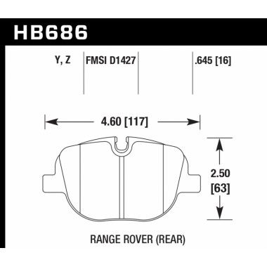 Колодки тормозные HB686Y.645 HAWK LTS задние Range Rover V8 Supercharged/Sport 2010-2013 Колодки тормозные HB686Y.645 HAWK LTS задние Range Rover V8 Supercharged/Sport 2010-2013
