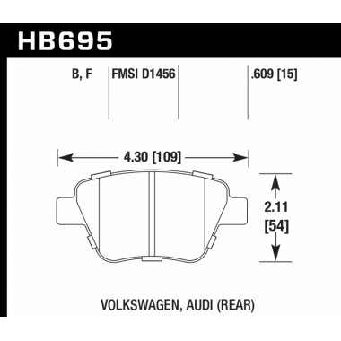 Колодки тормозные HB695B.609 HAWK Street 5.0 задн. AUDI A3 8P; VW Golf 6; Skoda Octavia; Seat Leon Колодки тормозные HB695B.609 HAWK Street 5.0 задн. AUDI A3 8P; VW Golf 6; Skoda Octavia; Seat Leon