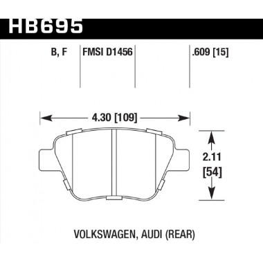 Колодки тормозные HB695B.609 HAWK Street 5.0 задн. AUDI A3 8P; VW Golf 6; Skoda Octavia; Seat Leon Колодки тормозные HB695B.609 HAWK Street 5.0 задн. AUDI A3 8P; VW Golf 6; Skoda Octavia; Seat Leon