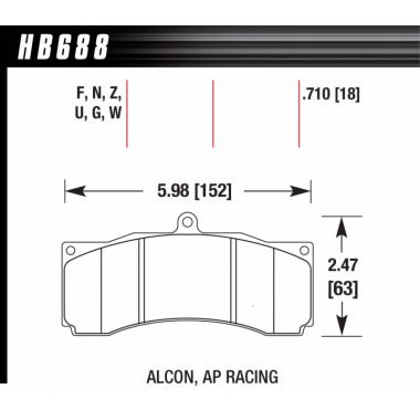 Колодки тормозные HB688B.710 HAWK HPS 5.0 PROMA 6 порш, AP Racing, Stop Tech, JBT, Alcon, HPB, XYZ Колодки тормозные HB688B.710 HAWK HPS 5.0 PROMA 6 порш, AP Racing, Stop Tech, JBT, Alcon, HPB, XYZ