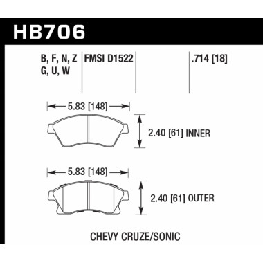 Колодки тормозные HB706F.714 HAWK HPS перед Opel Astra J / CHEVROLET Cruze Колодки тормозные HB706F.714 HAWK HPS перед Opel Astra J / CHEVROLET Cruze