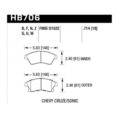 Колодки тормозные HB706F.714 HAWK HPS перед Opel Astra J / CHEVROLET Cruze Колодки тормозные HB706F.714 HAWK HPS перед Opel Astra J / CHEVROLET Cruze
