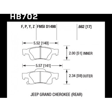 Колодки тормозные HB702Y.662 HAWK LTS задние Jeep Grand Cherokee WK2/Dodge Durango 2011+ Колодки тормозные HB702Y.662 HAWK LTS задние Jeep Grand Cherokee WK2/Dodge Durango 2011+