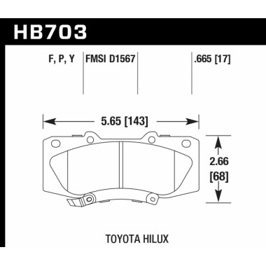 Колодки тормозные HB703Y.665 HAWK LTS передние TOYOTA HILUX 2005-> Колодки тормозные HB703Y.665 HAWK LTS передние TOYOTA HILUX 2005->