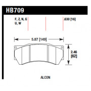 Колодки тормозные HB709N.630 HAWK HP Plus REVO by Alcon MONO 6, Alcon Monoblock 6 CAR97