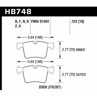 Колодки тормозные HB748F.723 HAWK HPS перед BMW F20 F30 Колодки тормозные HB748F.723 HAWK HPS перед BMW F20 F30
