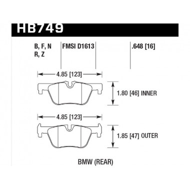 Колодки тормозные HB749B.648 задние BMW F20 F22 F30 F31 F32 F33 F34 F36 Колодки тормозные HB749B.648 задние BMW F20 F22 F30 F31 F32 F33 F34 F36