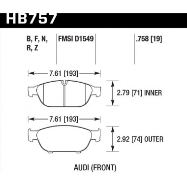 Колодки тормозные HB757F.758 HAWK HPS перед Audi A6 4G2, C7, 4GC; A7 4GA, 4GF; Allroad 4GH; Колодки тормозные HB757F.758 HAWK HPS перед Audi A6 4G2, C7, 4GC; A7 4GA, 4GF; Allroad 4GH;