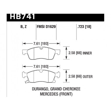 Колодки тормозные HB741B.723 HAWK HPS 5.0; 19mm перед БЕЗ спорт пакета AMG, MB ML350, GL350, GL450 Колодки тормозные HB741B.723 HAWK HPS 5.0; 19mm перед БЕЗ спорт пакета AMG, MB ML350, GL350, GL450