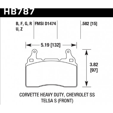 Колодки тормозные HB787F.582 HAWK HPS; перед TESLA S; Corvette 2014-> ; Camaro 2010-> Колодки тормозные HB787F.582 HAWK HPS; перед TESLA S; Corvette 2014-> ; Camaro 2010->